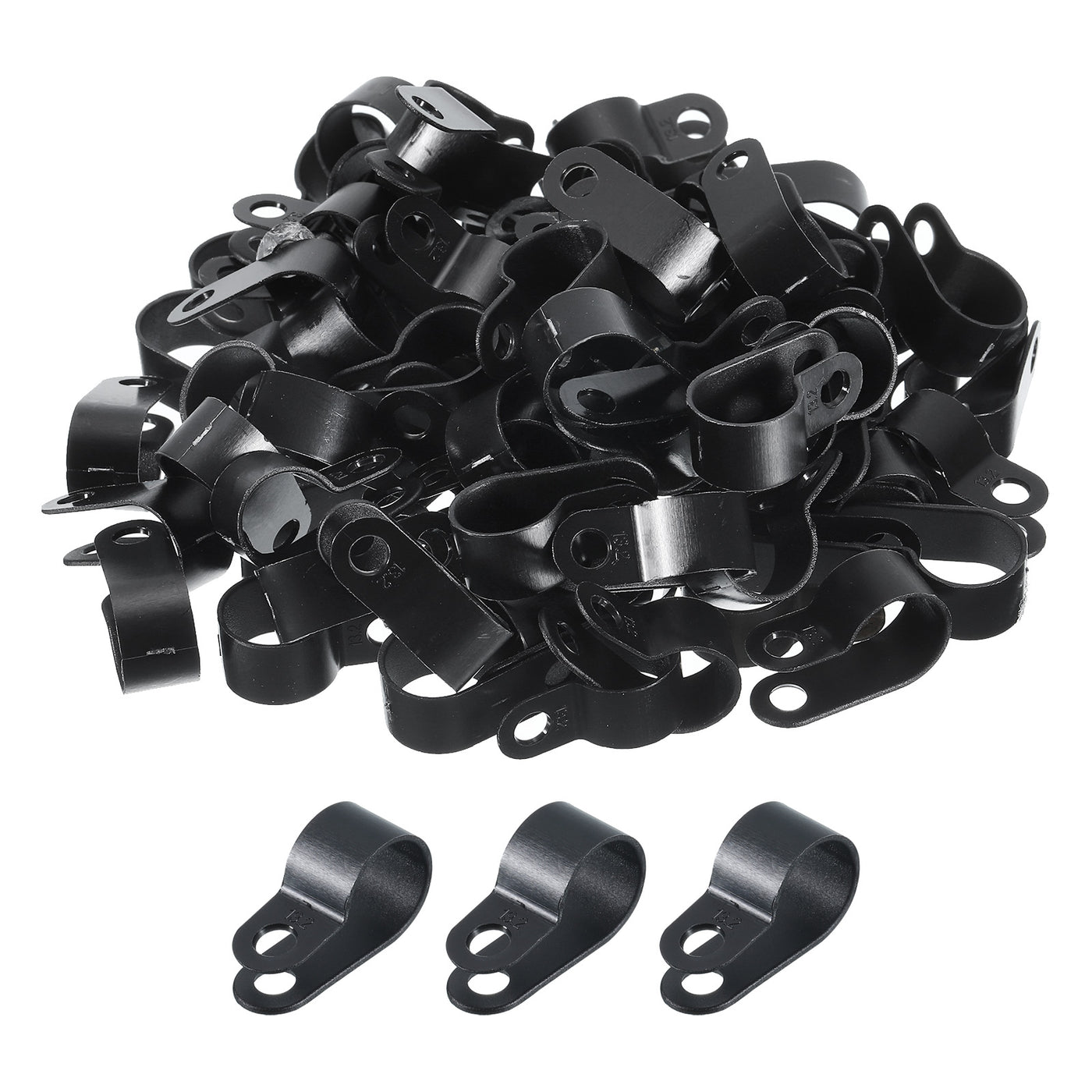 Harfington R-Type Cable Clamps, 13.2mm 0.51 Inch Cable Organizer Cord Clips Black, 500pcs