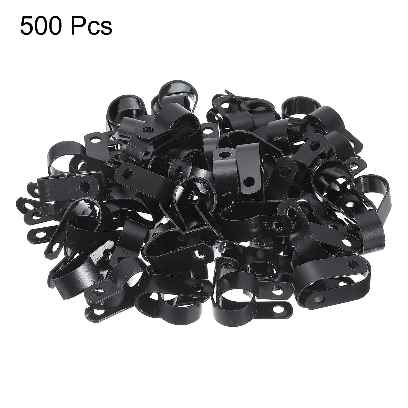 Harfington R-Type Cable Clamps, 16mm 0.62 Inch Cable Organizer Cord Clips Black, 500pcs