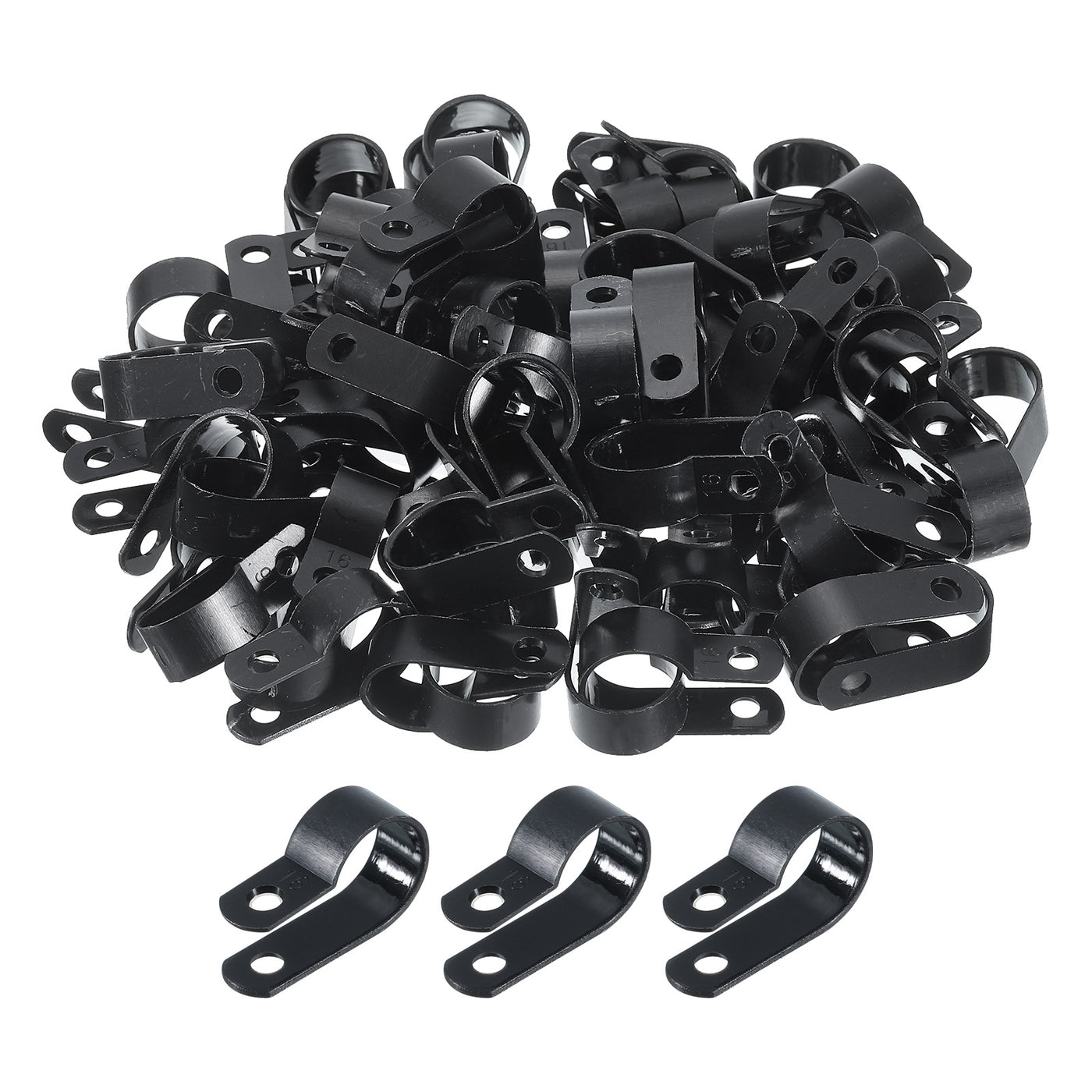 Harfington R-Type Cable Clamps, 16mm 0.62 Inch Cable Organizer Cord Clips Black, 500pcs