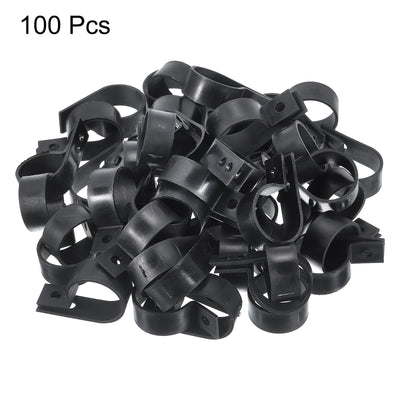 Harfington R-Type Cable Clamps, 23mm 0.9 Inch Cable Organizer Cord Clips Black, 100pcs