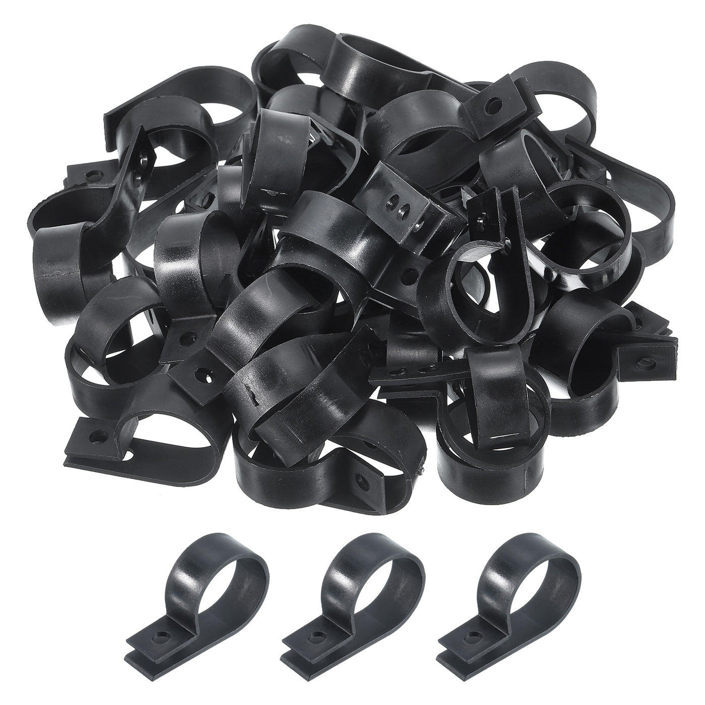 Harfington R-Type Cable Clamps, 23mm 0.9 Inch Cable Organizer Cord Clips Black, 100pcs