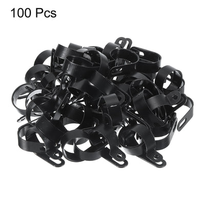 Harfington R-Type Cable Clamps, 30mm 1.18 Inch Cable Organizer Cord Clips Black, 100pcs