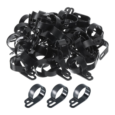 Harfington R-Type Cable Clamps, 30mm 1.18 Inch Cable Organizer Cord Clips Black, 100pcs