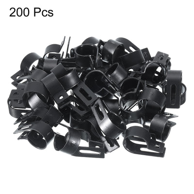 Harfington R-Type Cable Clamps, 19mm 0.74 Inch Cable Organizer Cord Clips Black, 200pcs