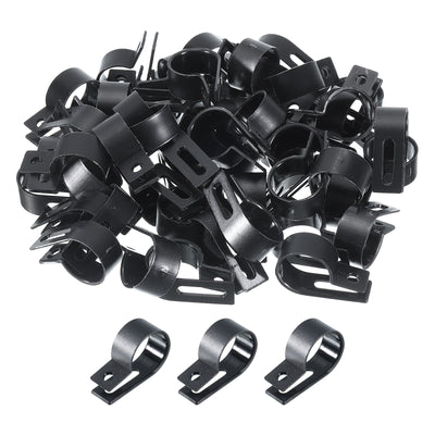 Harfington R-Type Cable Clamps, 19mm 0.74 Inch Cable Organizer Cord Clips Black, 200pcs