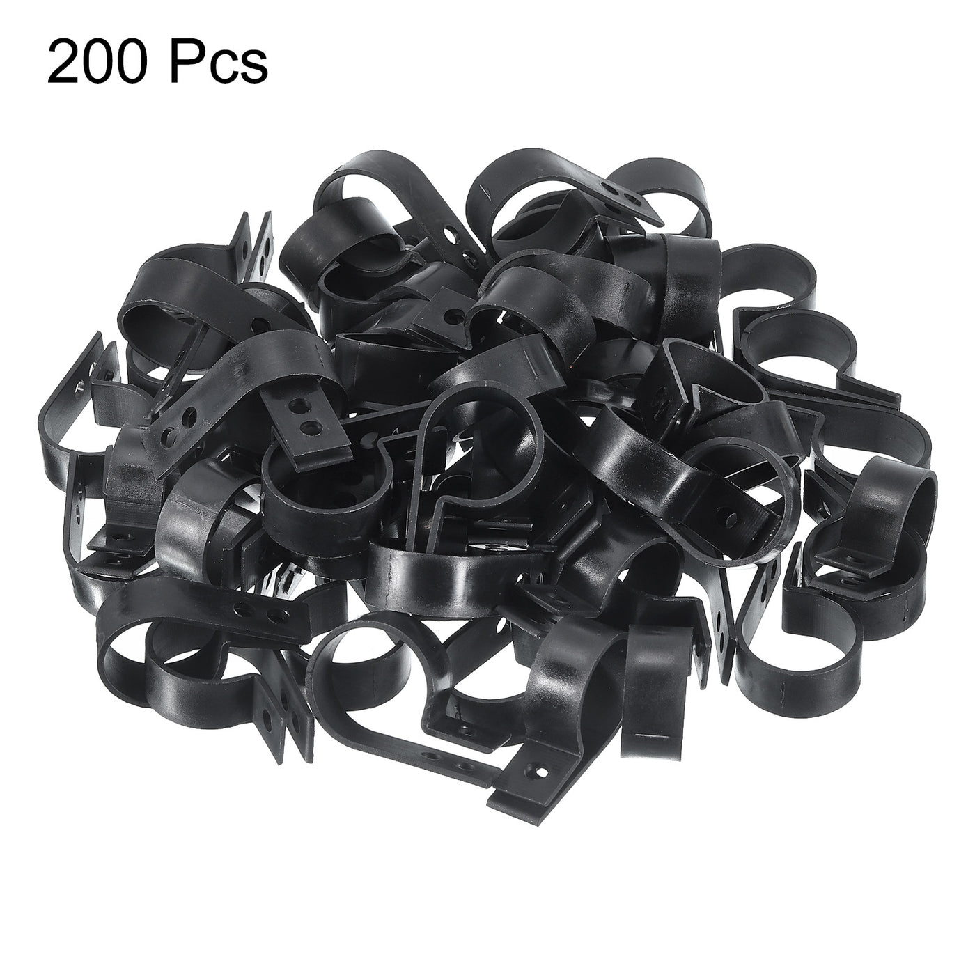 Harfington R-Type Cable Clamps, 23mm 0.9 Inch Cable Organizer Cord Clips Black, 200pcs