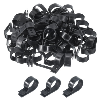 Harfington R-Type Cable Clamps, 23mm 0.9 Inch Cable Organizer Cord Clips Black, 200pcs