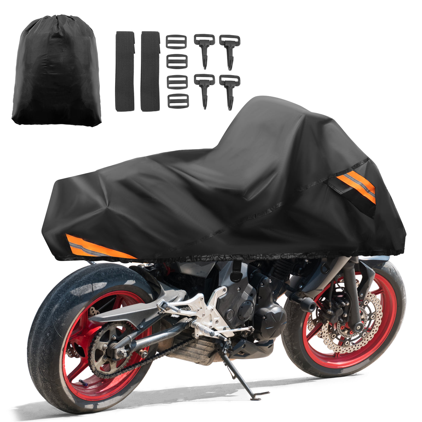 uxcell Uxcell Motorcycle Cover Rain Dust Half Cover Protector for Harley Davidson Cruiser Sportster Fatboy Softail Dyna Super Glide Fits 104" Black 300D