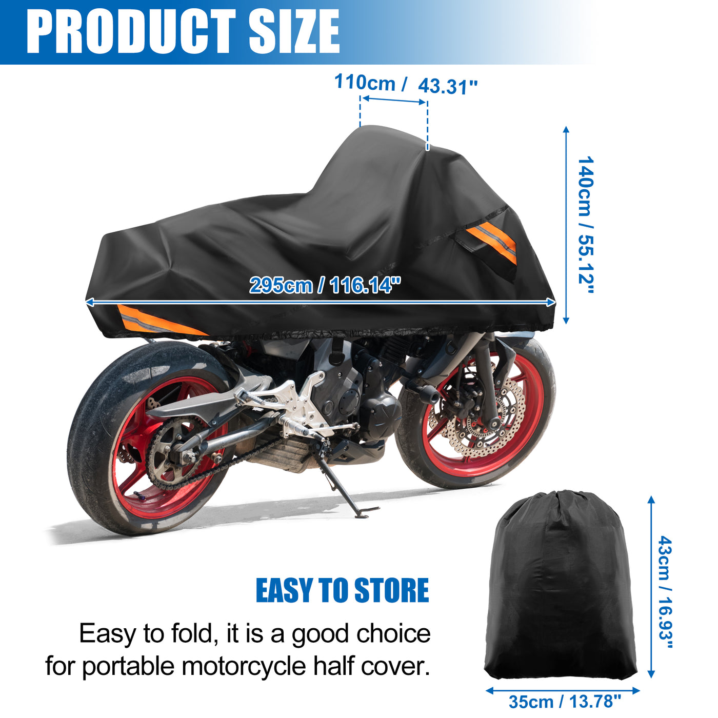 uxcell Uxcell Motorcycle Cover 300D Outdoor Waterproof Half Cover for Touring Models for Harley Road King,Road Glide,Street Glide, Electra Glide,Low Rider-ST Black