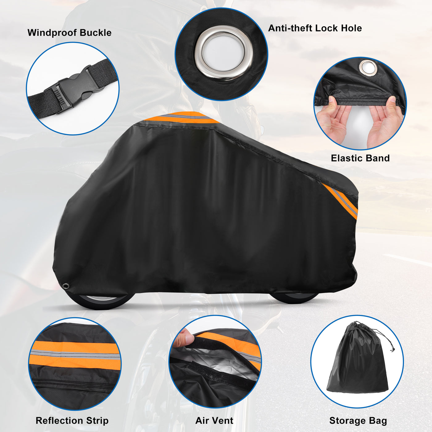 uxcell Uxcell Motorradabdeckung wasserdicht staubdichter Schutz für Motorrad im Freien Regenschutz für Harley Dyna FXD FXDF Low Rider Super Wide Glide passt 96" Schwarz