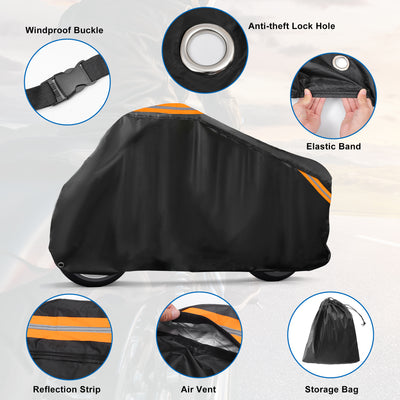 Harfington Uxcell Motorradabdeckung wasserdicht staubdichter Schutz für Motorrad im Freien Regenschutz für Harley Dyna FXD FXDF Low Rider Super Wide Glide passt 96" Schwarz