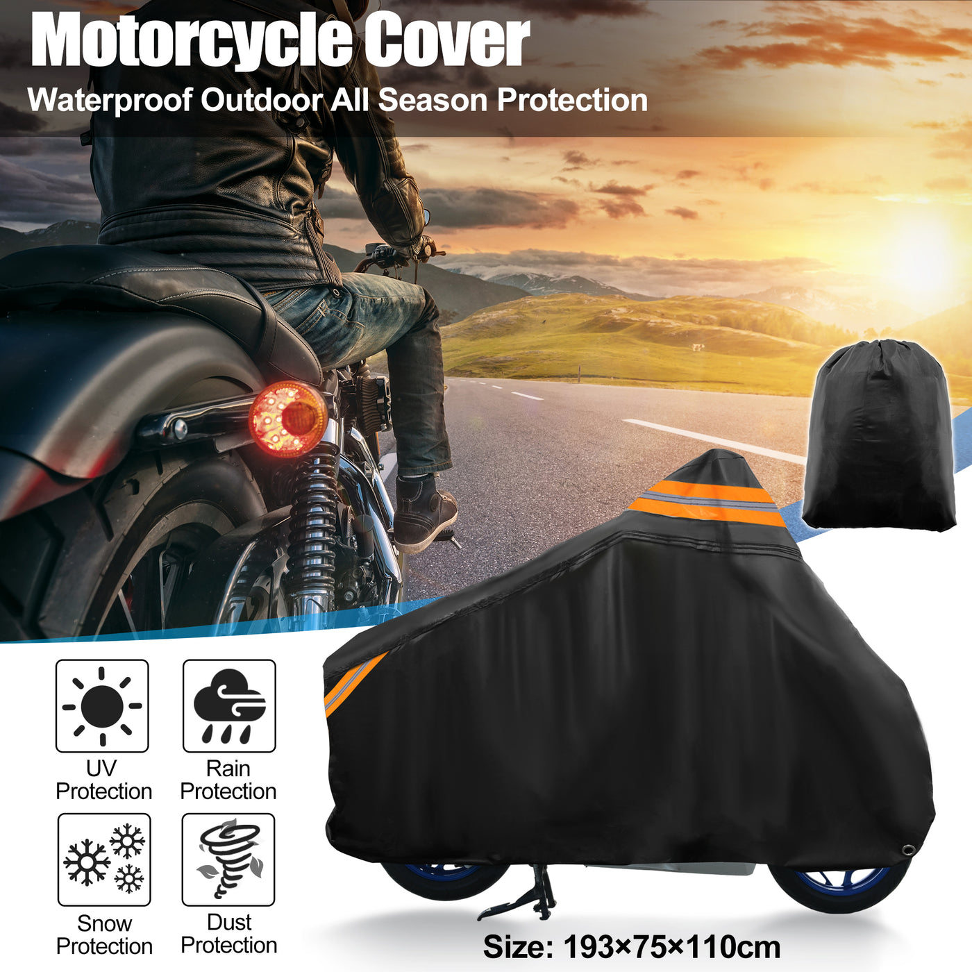 uxcell Uxcell Motorradabdeckung Motorrad Vollabdeckung Outdoor Wasserdichte Rollerabdeckung Schutz für Honda PCX 125 150 160 Hybrid Passt 76" Schwarz 300D