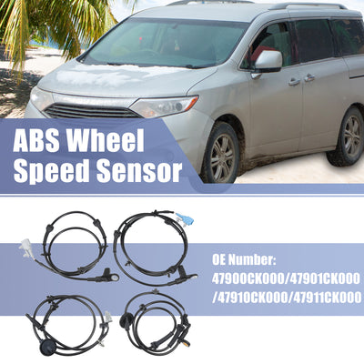 Harfington Uxcell Front Left Right  Rear Left Right Car ABS Sensor Wheel Speed Sensor No.47900CK000 Fit for Nissan Quest 3.5L 2004-2009