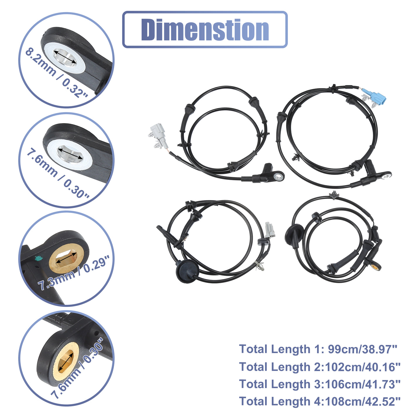 uxcell Uxcell Front Left Right  Rear Left Right Car ABS Sensor Wheel Speed Sensor No.47900CK000 Fit for Nissan Quest 3.5L 2004-2009