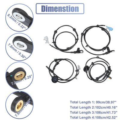 Harfington Uxcell Front Left Right  Rear Left Right Car ABS Sensor Wheel Speed Sensor No.47900CK000 Fit for Nissan Quest 3.5L 2004-2009