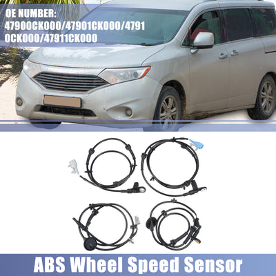 Harfington Uxcell Front Left Right  Rear Left Right Car ABS Sensor Wheel Speed Sensor No.47900CK000 Fit for Nissan Quest 3.5L 2004-2009