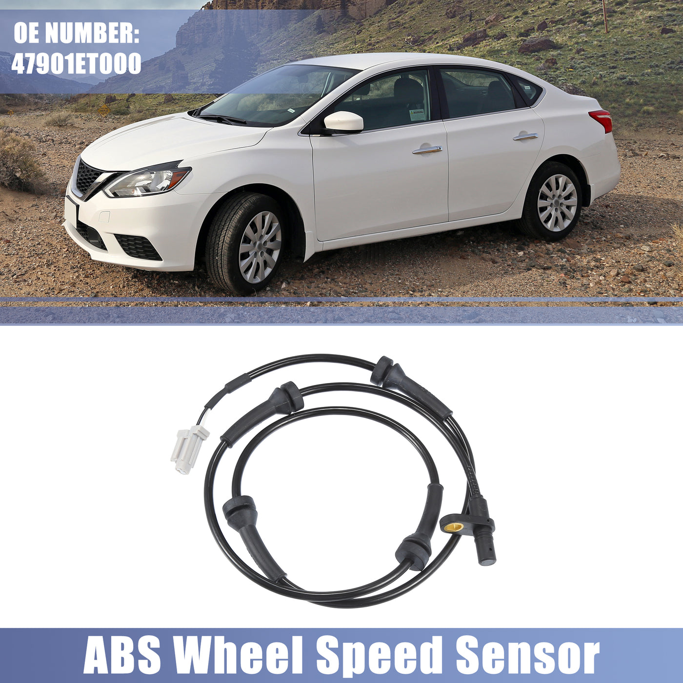 uxcell Uxcell Rear Left Car ABS Sensor Wheel Speed Sensor No.47901ET000 Fit for Nissan Sentra 2.0L 2004-2012