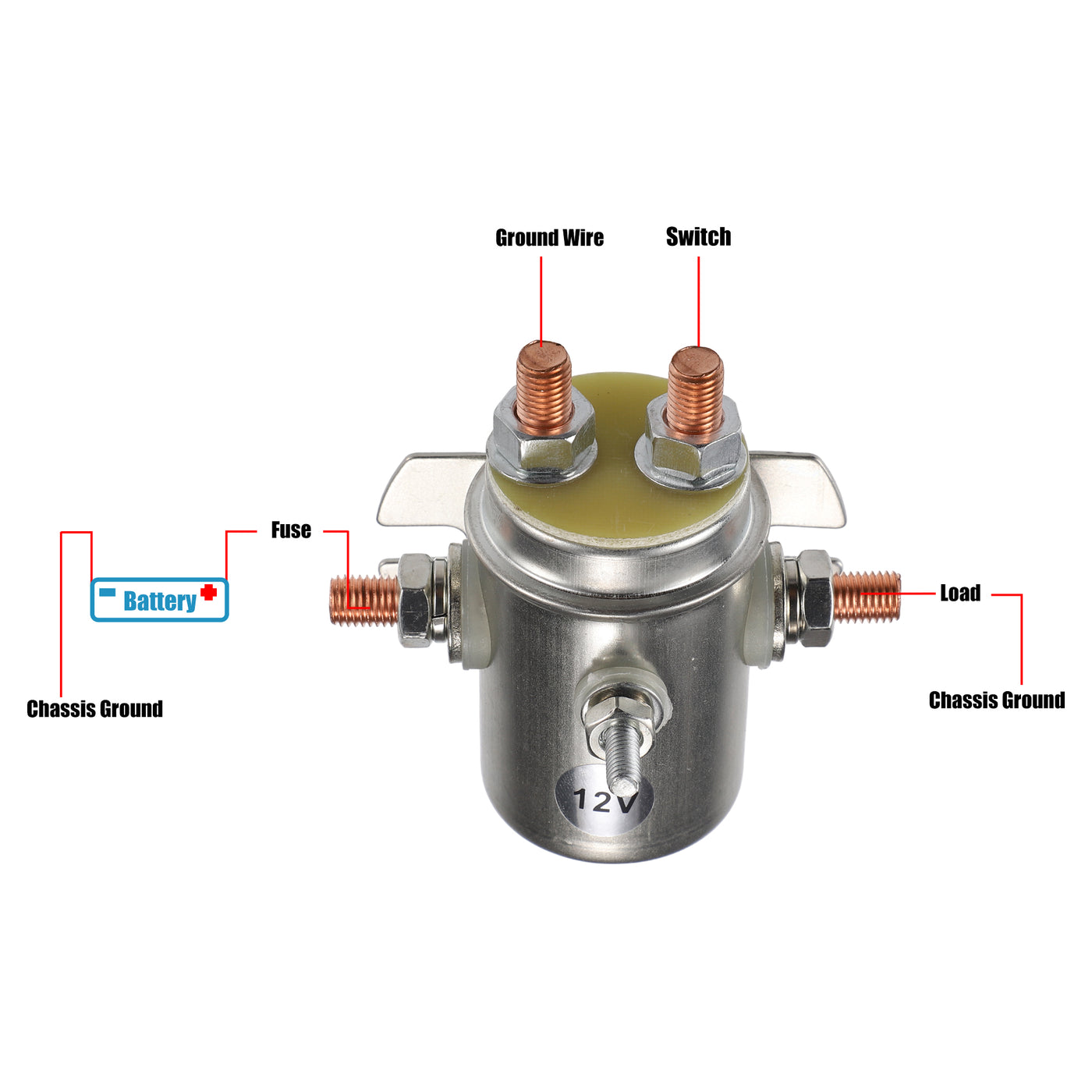 uxcell Uxcell Winch Crane Solenoid Relay Switch for Various Winch Motors Golf Cart Marine Autocrane 12V