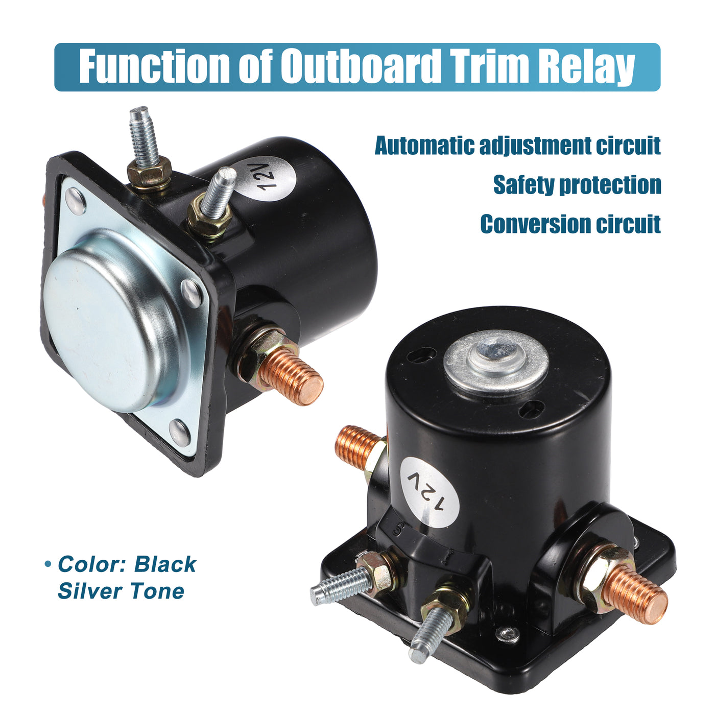 uxcell Uxcell 12 V Starter Solenoid 4 Terminals for OMC Outboard Engines E40ECRM E40ELCRM E40RCRM