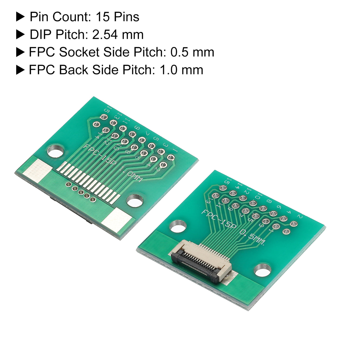 Harfington FPC FFC PCB Converter Board 15P 0.5mm on Socket Side, Back 1.0mm, to DIP 2.54mm for LCD 3D Printer Camera DVD TV Laptop Pack of 4