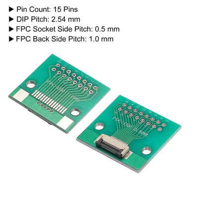 Harfington FPC FFC PCB Converter Board 15P 0.5mm on Socket Side, Back 1.0mm, to DIP 2.54mm for LCD 3D Printer Camera DVD TV Laptop Pack of 4