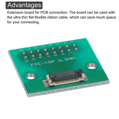 Harfington FPC FFC PCB Converter Board 15P 0.5mm on Socket Side, Back 1.0mm, to DIP 2.54mm for LCD 3D Printer Camera DVD TV Laptop Pack of 4