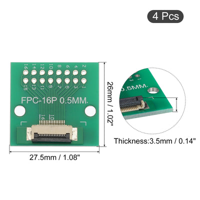 Harfington FPC FFC PCB Converter Board 16P 0.5mm on Socket Side, Back 1.0mm, to DIP 2.54mm for LCD 3D Printer Camera DVD TV Laptop Pack of 4