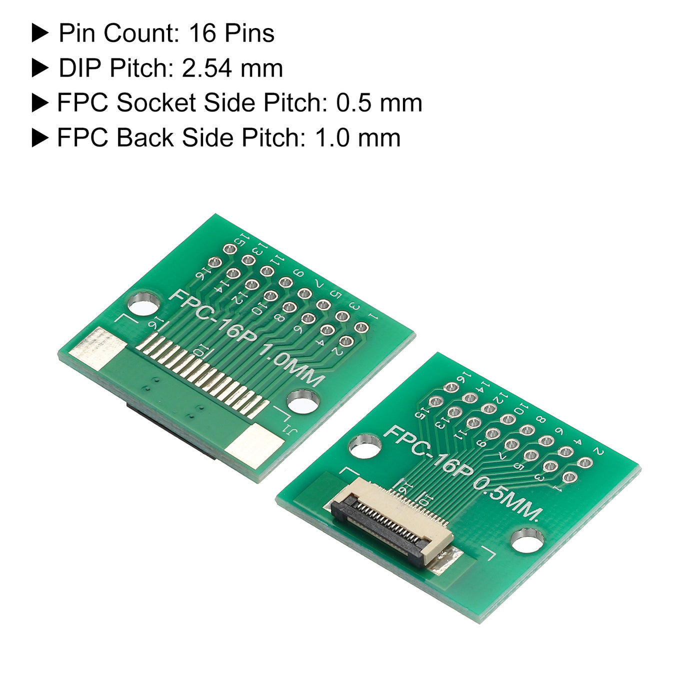 Harfington FPC FFC PCB Converter Board 16P 0.5mm on Socket Side, Back 1.0mm, to DIP 2.54mm for LCD 3D Printer Camera DVD TV Laptop Pack of 4