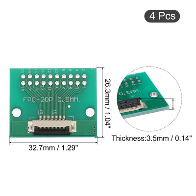 Harfington FPC FFC PCB Converter Board 20P 0.5mm on Socket Side, Back 1.0mm, to DIP 2.54mm for LCD 3D Printer Camera DVD TV Laptop Pack of 4