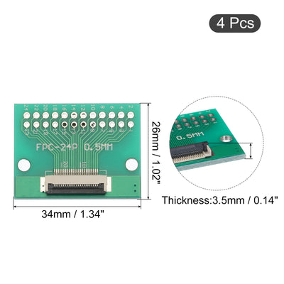 Harfington FPC FFC PCB Converter Board 24P 0.5mm on Socket Side, Back 1.0mm, to DIP 2.54mm for LCD 3D Printer Camera DVD TV Laptop Pack of 4