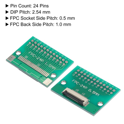 Harfington FPC FFC PCB Converter Board 24P 0.5mm on Socket Side, Back 1.0mm, to DIP 2.54mm for LCD 3D Printer Camera DVD TV Laptop Pack of 4