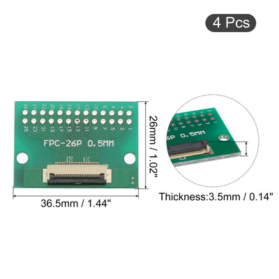 Harfington FPC FFC PCB Converter Board 26P 0.5mm on Socket Side, Back 1.0mm, to DIP 2.54mm for LCD 3D Printer Camera DVD TV Laptop Pack of 4