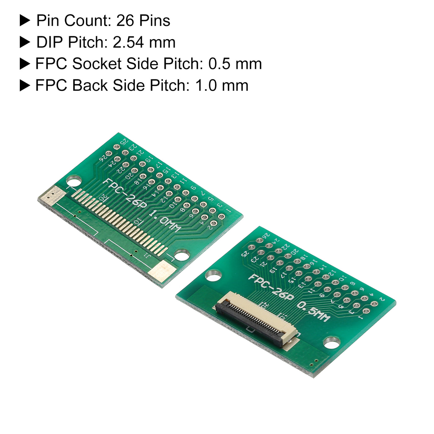 Harfington FPC FFC PCB Converter Board 26P 0.5mm on Socket Side, Back 1.0mm, to DIP 2.54mm for LCD 3D Printer Camera DVD TV Laptop Pack of 4