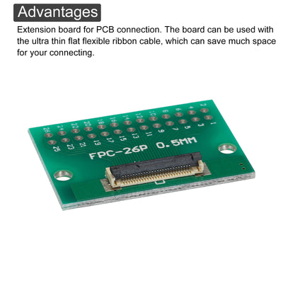 Harfington FPC FFC PCB Converter Board 26P 0.5mm on Socket Side, Back 1.0mm, to DIP 2.54mm for LCD 3D Printer Camera DVD TV Laptop Pack of 4