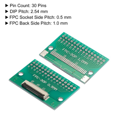 Harfington FPC FFC PCB Converter Board 30P 0.5mm on Socket Side, Back 1.0mm, to DIP 2.54mm for LCD 3D Printer Camera DVD TV Laptop Pack of 4