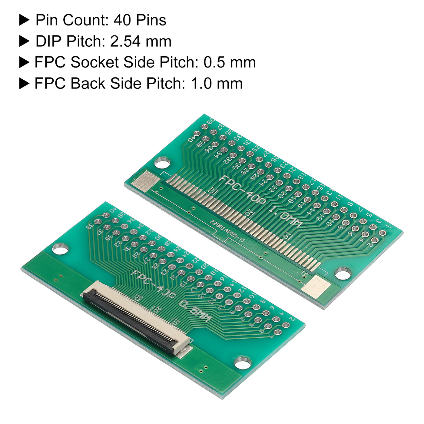 Harfington FPC FFC PCB Converter Board 40P 0.5mm on Socket Side, Back 1.0mm, to DIP 2.54mm for LCD 3D Printer Camera DVD TV Laptop Pack of 4