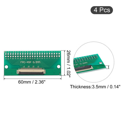 Harfington FPC FFC PCB Converter Board 45P 0.5mm on Socket Side, Back 1.0mm, to DIP 2.54mm for LCD 3D Printer Camera DVD TV Laptop Pack of 4