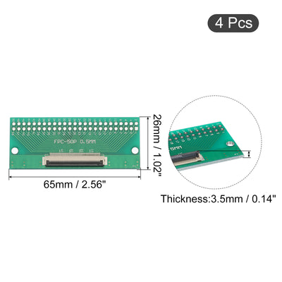 Harfington FPC FFC PCB Converter Board 50P 0.5mm on Socket Side, Back 1.0mm, to DIP 2.54mm for LCD 3D Printer Camera DVD TV Laptop Pack of 4