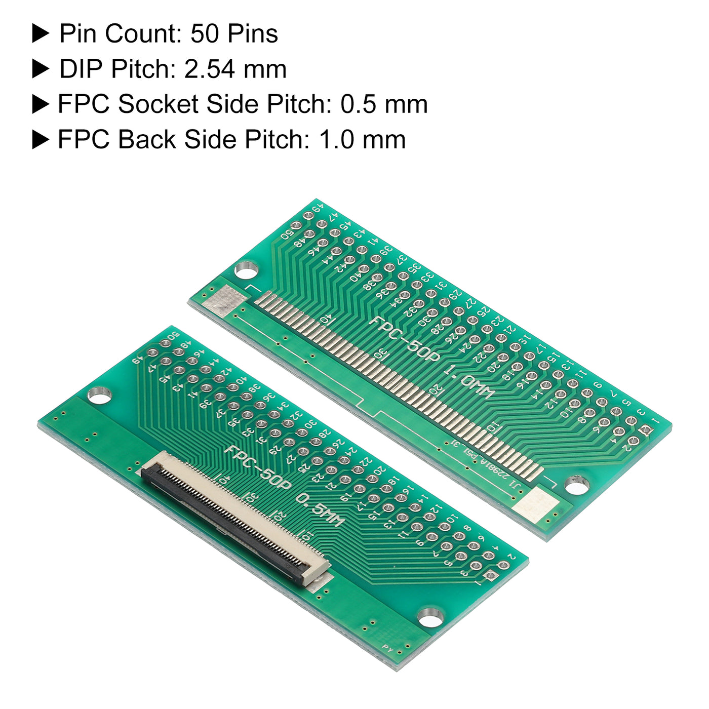 Harfington FPC FFC PCB Converter Board 50P 0.5mm on Socket Side, Back 1.0mm, to DIP 2.54mm for LCD 3D Printer Camera DVD TV Laptop Pack of 4