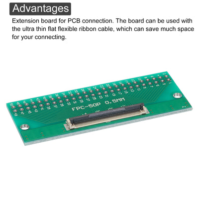 Harfington FPC FFC PCB Converter Board 50P 0.5mm on Socket Side, Back 1.0mm, to DIP 2.54mm for LCD 3D Printer Camera DVD TV Laptop Pack of 4