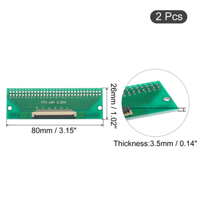 Harfington FPC FFC PCB Konverterplatine 60P 0,5 mm auf der Steckseite, 1,0 mm auf der Rückseite, zu DIP 2,54 mm für LCD 3D Drucker Kamera DVD TV Laptop Packung mit 2 Stück