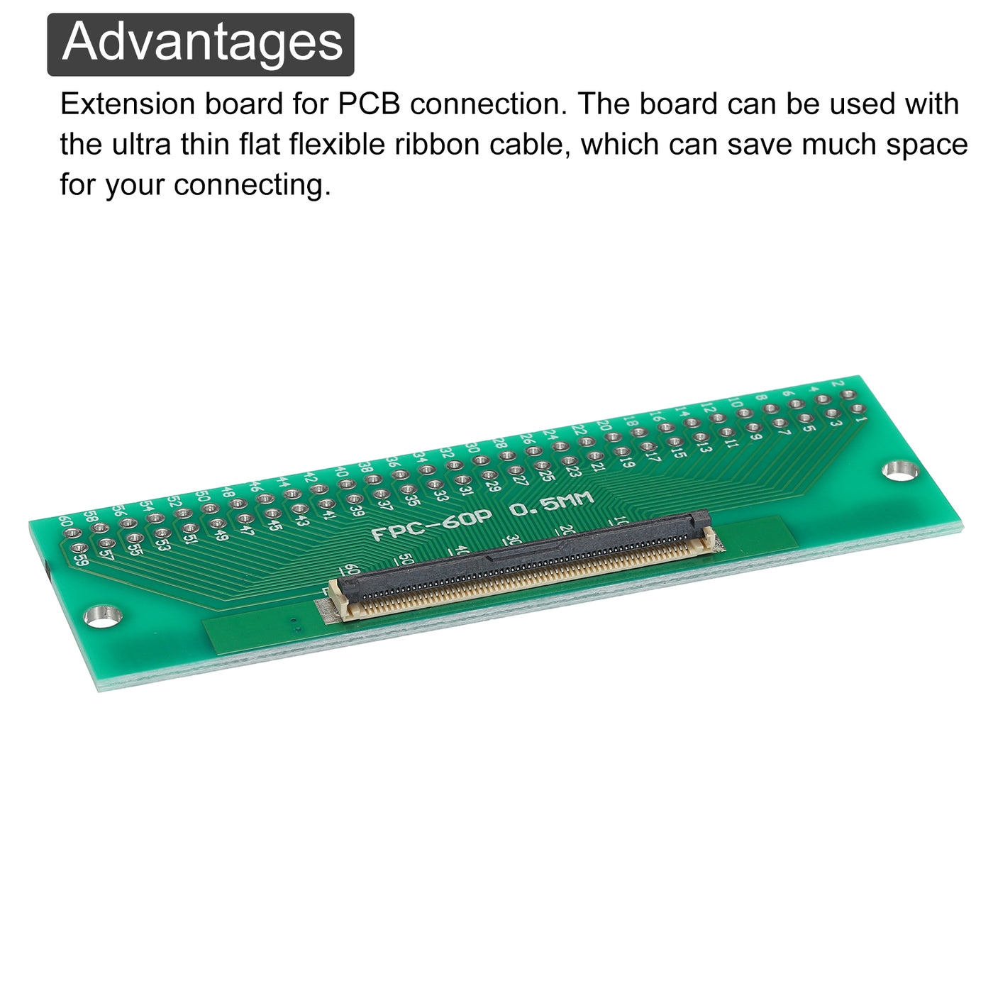 Harfington FPC FFC PCB Konverterplatine 60P 0,5 mm auf der Steckseite, 1,0 mm auf der Rückseite, zu DIP 2,54 mm für LCD 3D Drucker Kamera DVD TV Laptop Packung mit 2 Stück