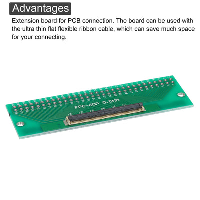 Harfington FPC FFC PCB Konverterplatine 60P 0,5 mm auf der Steckseite, 1,0 mm auf der Rückseite, zu DIP 2,54 mm für LCD 3D Drucker Kamera DVD TV Laptop Packung mit 2 Stück