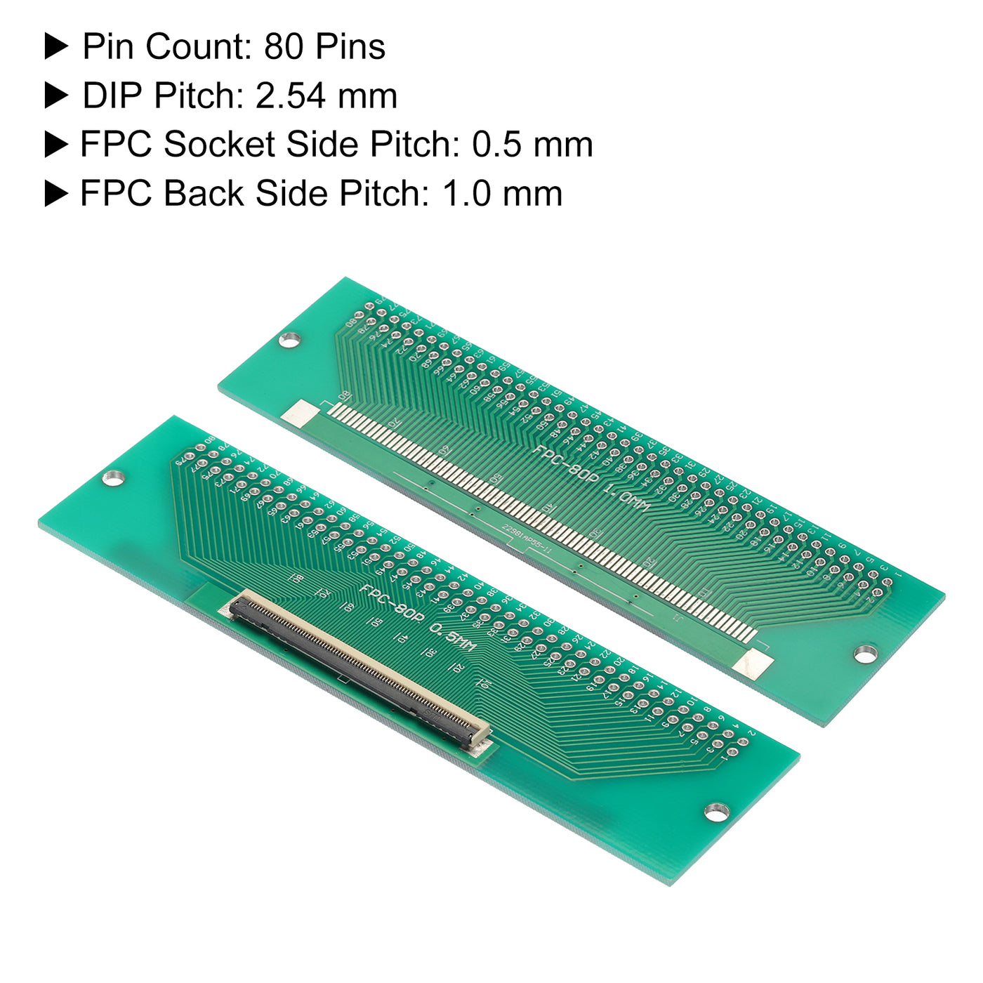 Harfington FPC FFC PCB Converter Board 80P 0.5mm on Socket Side, Back 1.0mm, to DIP 2.54mm for LCD 3D Printer Camera DVD TV Laptop Pack of 2