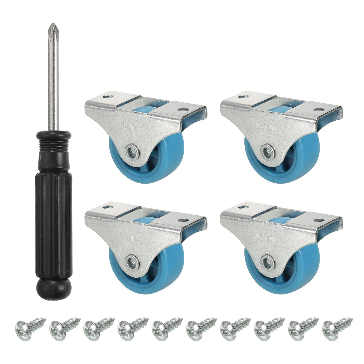 Harfington Mini Fixed Caster Wheel 1.5", 4 Pack PA Rigid Roller with Screws, Blue