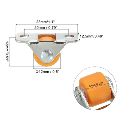 Harfington Mini Fixed Caster Wheel 0.5", 8pcs Hard Plastic Rigid Roller with Screws, Orange