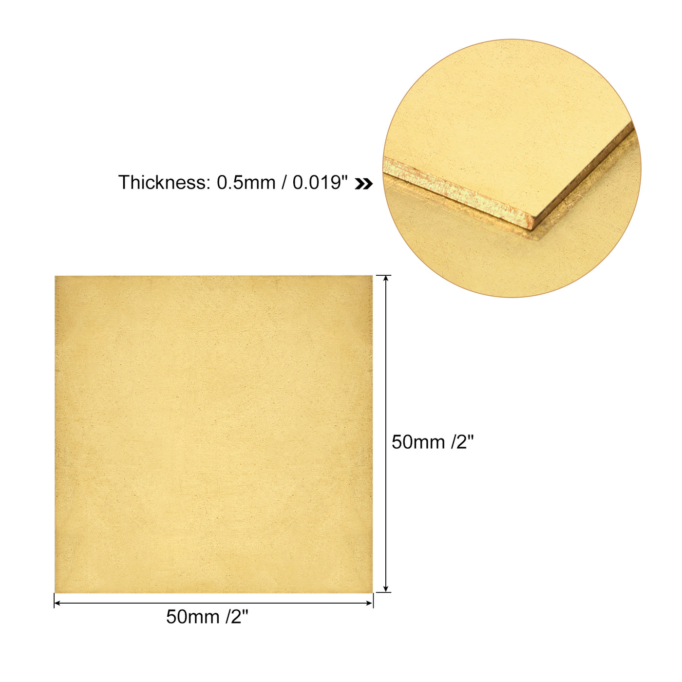 uxcell Uxcell Brass Sheet, 4 x H62 Metal Sheets Plates 2" Length x 2" Width x 0.02" Thickness