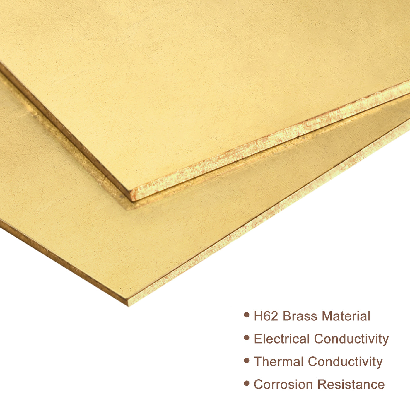 uxcell Uxcell Brass Sheet, 4 x H62 Metal Sheets Plates 2" Length x 2" Width x 0.02" Thickness