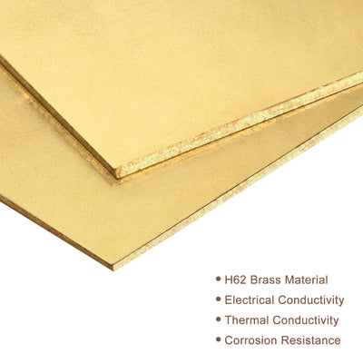 Harfington Uxcell Brass Sheet, 4 x H62 Metal Sheets Plates 2" Length x 2" Width x 0.02" Thickness