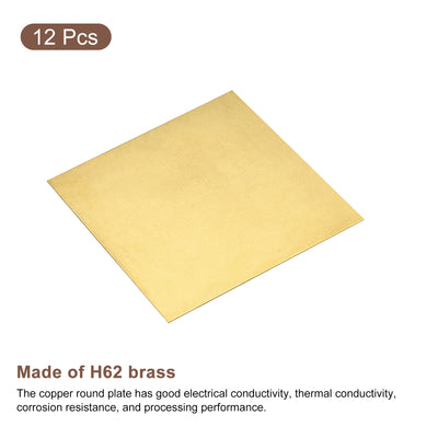 Harfington Uxcell Brass Sheet, 12 x Metal Sheets Plates 2" Length x 2" Width x 0.02" Thickness